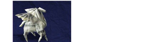 origami pegasus made of a dollar bill