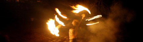 fire spinner in the dark